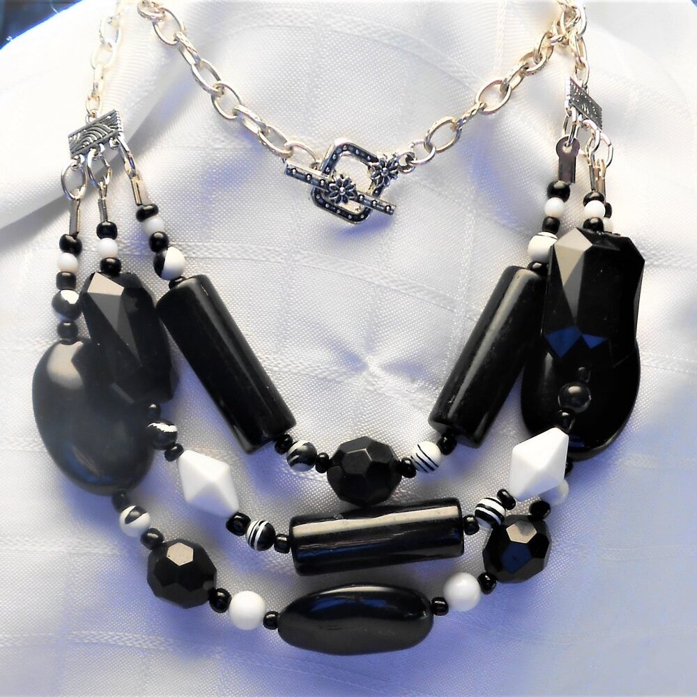 No 888 Beautiful handmade necklace with several rows of polished stones